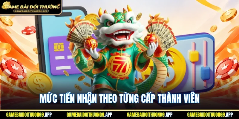 Mức tiền nhận theo từng cấp thành viên